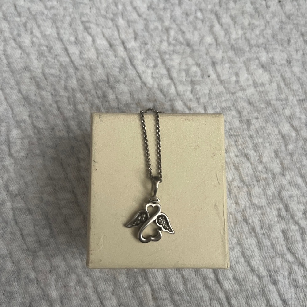 Kay Jewelers Sterling Silver Angel Wing Heart Pendant Necklace